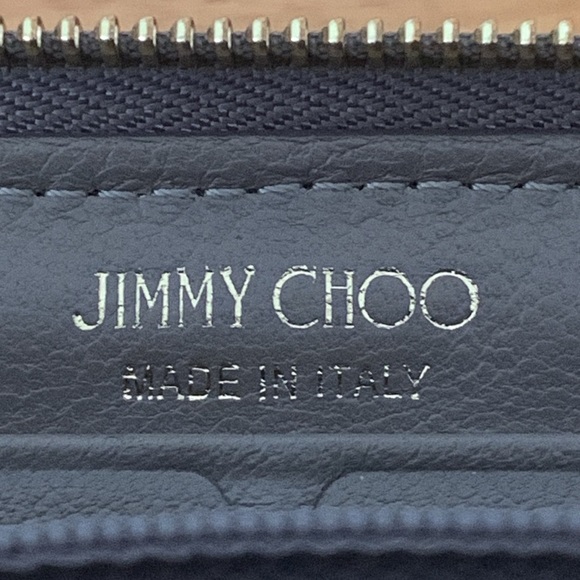 Jimmy Choo Star & Crystal Studded Greige Zip Around Leather Wallet Gray Beige - Picture 12 of 16